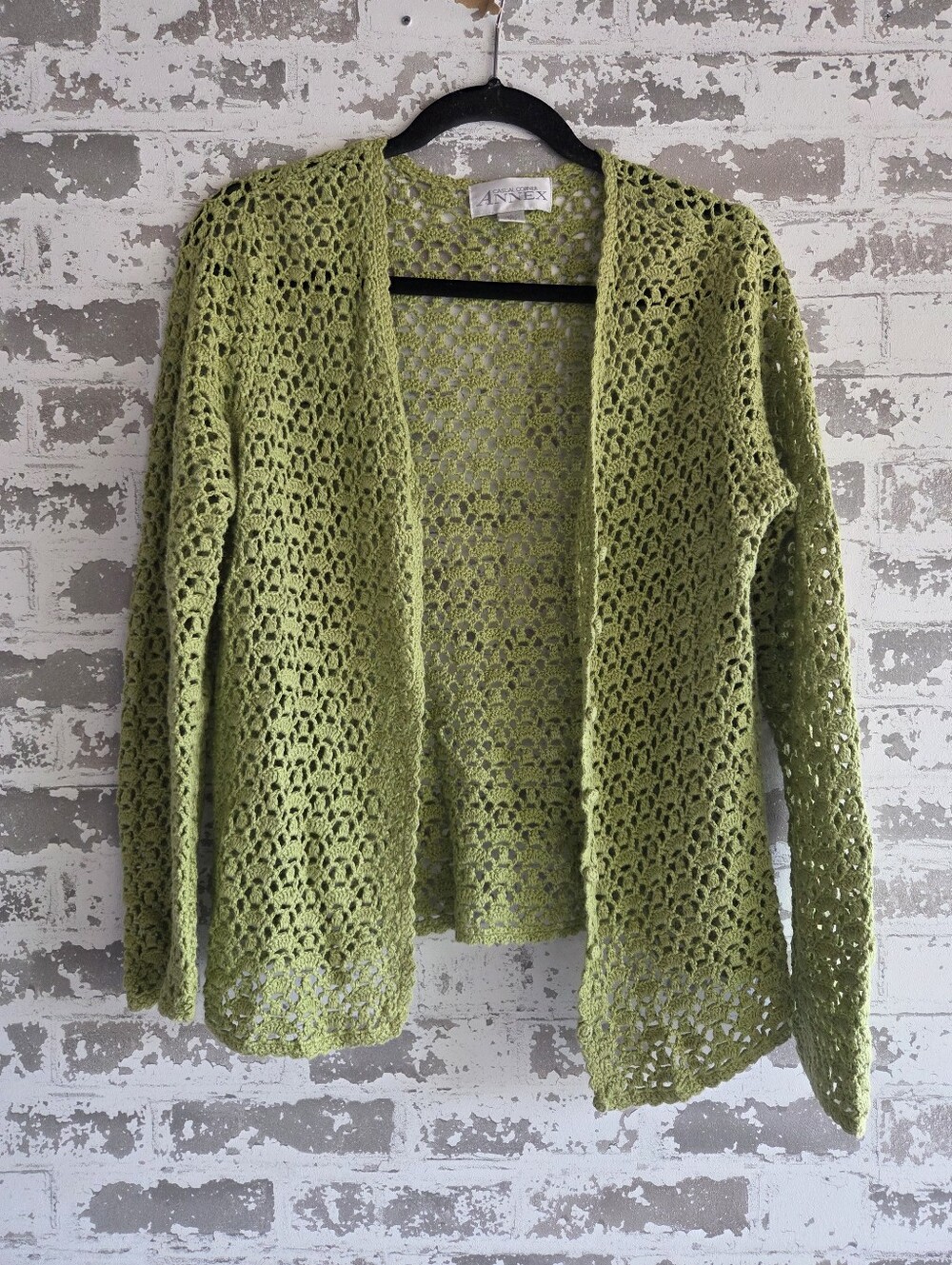 ​Casual Corner Annex Vintage Crochet Knit Cardigan Green Size L